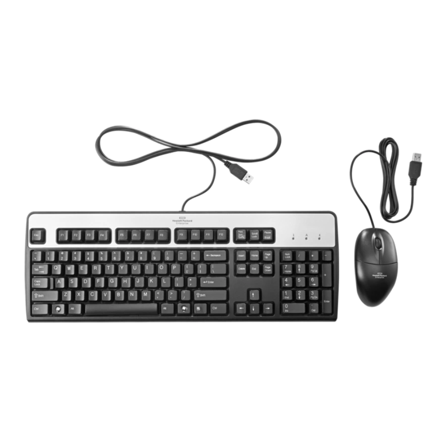 s00002930 Kit De Teclado Y Mouse HPE 631341-B21 / Alámbrico / USB / Cable 1.8m / 1200DPI / 2 Botones / Sensor Óptico / Inglés / Negro-Plata - Image 1