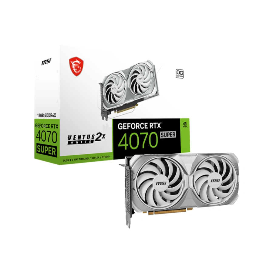 1024 Tarjeta De Video MSI RTX 4070 SUPER VENTUS 2X WHITE OC / 12GB GDDR6X / 192 Bits / 2505 MHz / X3 DP, X1 HDMI / PCI Express 4.0 / X1 16 Pines - Image 1