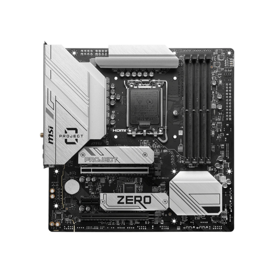 1024 Tarjeta Madre MSI B760m Project Zero / Micro-ATX / LGA1700 / X4 256 GB DDR5 7800 MHz / HDMI, USB 2.0, USB-C, 3.5 MM, RJ-45 / Negro - Image 1