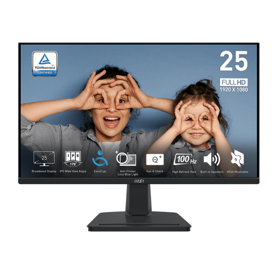 6 Monitor Profesional MSI PRO MP251 / 24.5" / 1920X1080 / 100Hz / Panel IPS / Plano / 1MS / D-SUB, 3.5 MM, HDMI / Bocinas / Montaje VESA / Negro - Image 1