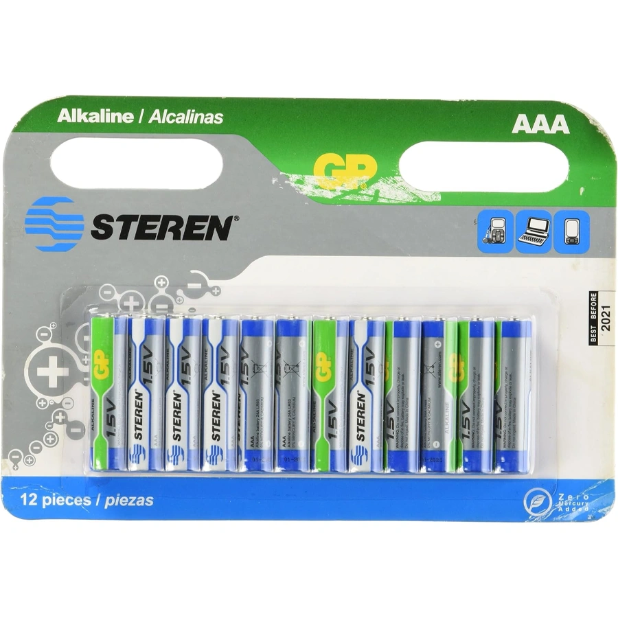 91P-b0xxcCL._AC_SL1500_ Baterías Alcalinas STEREN BAT-AAA12 / AAA / Contiene 12 Pzas / 1.5 V / No Recargables / Múltiples Usos - Image 1