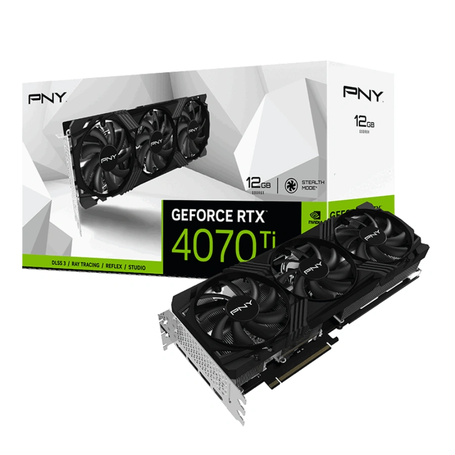 PNY-RTX-4070-Ti-12GB-VERTO-Triple-Fan-gr Tarjeta De Video PNY GeForce RTX 4070 Ti VERTO / 12GB GDDR6X / 192Bits / Núcleos CUDA 7680 / X3 HDMI 2.1, DisplayPort / PCI Express 4.0x16 / X1 16 Pines / Color Negro - Image 1
