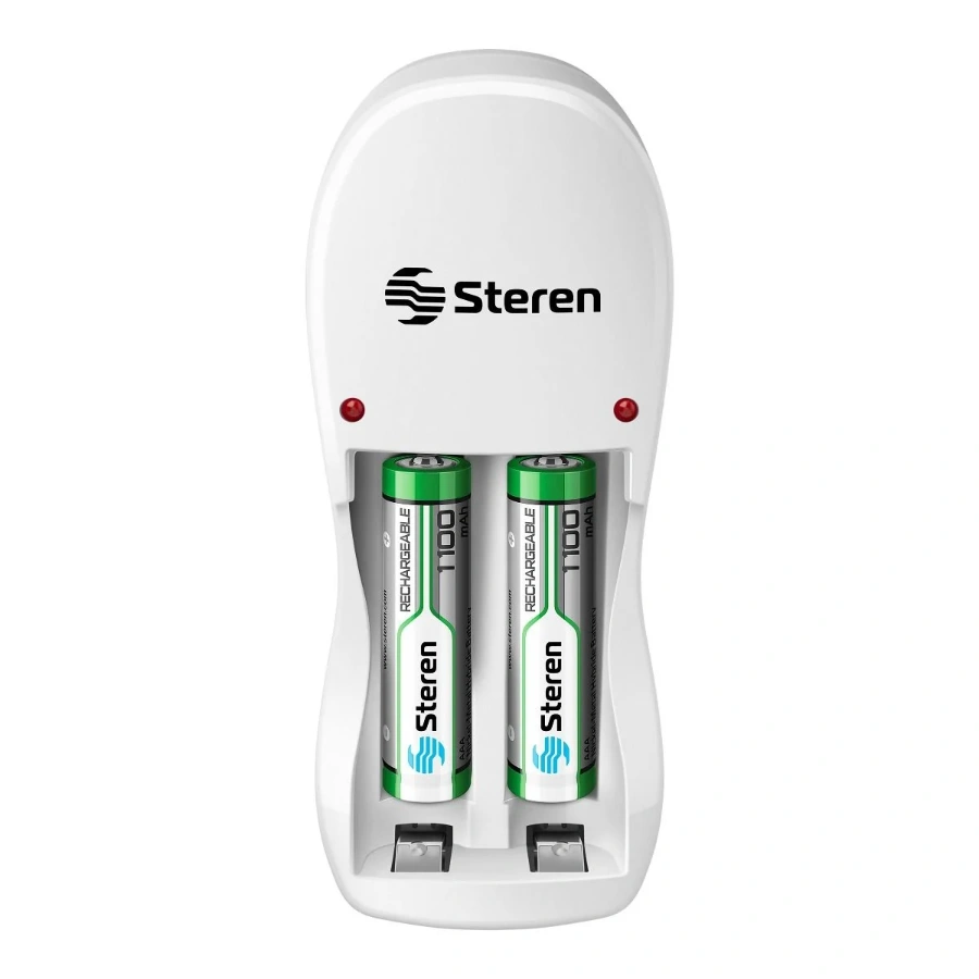 mini-cargador-de-pilas-aa-y-aaa-incluye-2-pilas-aaa Minicargador De Pilas STEREN CRG-005 / De Pared / AA Y AAA / NiCd, NiMH / LEDs Indicadores / Incluye 2 pilas AAA / Blanco - Image 1