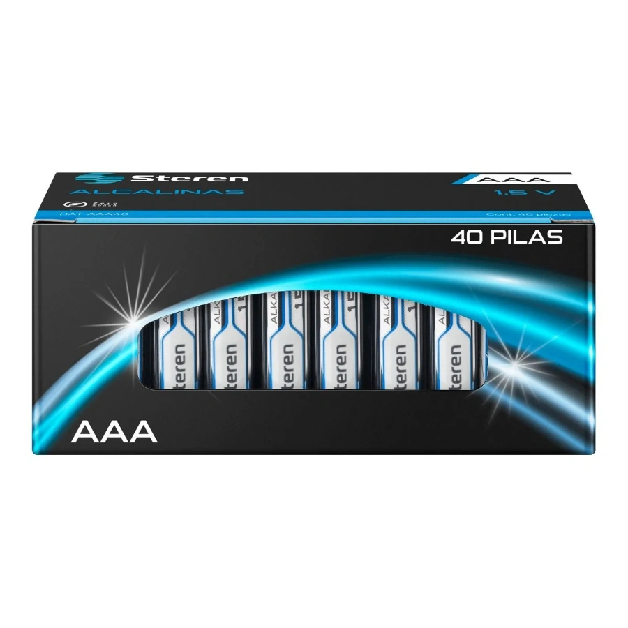 paquete-de-40-pilas-alcalinas-aaa Baterías Alcalinas STEREN BAT-AAA40 / AAA / Contiene 40 Pzas / 1.5 V / No Recargables / Múltiples Usos - Image 1