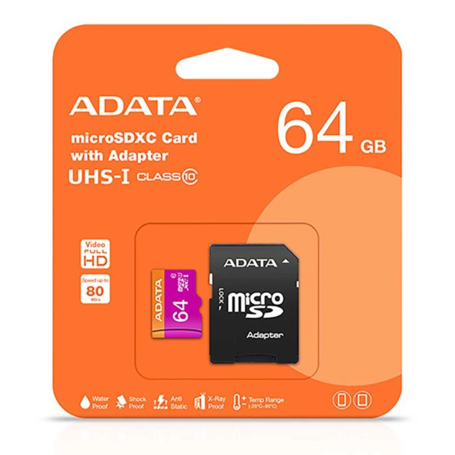 047758-1718079073_1 Micro SDXC Adata Premier, 64GB, Clase 10, Uhs-I, Con Adaptador, Anaranjado Con Rosa - Image 1