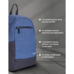 Mochila TECH ZONE EASY LITE – 15.6”, Bolsa Frontal Con Cierre, Porta Botellas Laterales, Para Laptop, Viajes, Escuela – Azul Con Negro - Image 4
