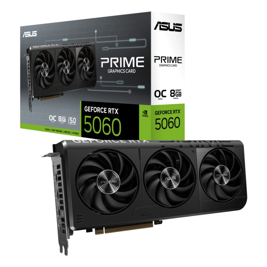 w800 (9) Tarjeta de Video ASUS NVIDIA GeForce RTX 5060 PRIME RTX5060 O8G IA - 8GB,128-bit GDDR7, PCI Express 5.0, HDMI, DP, Cuda 3840, x1 8Pin - Image 1