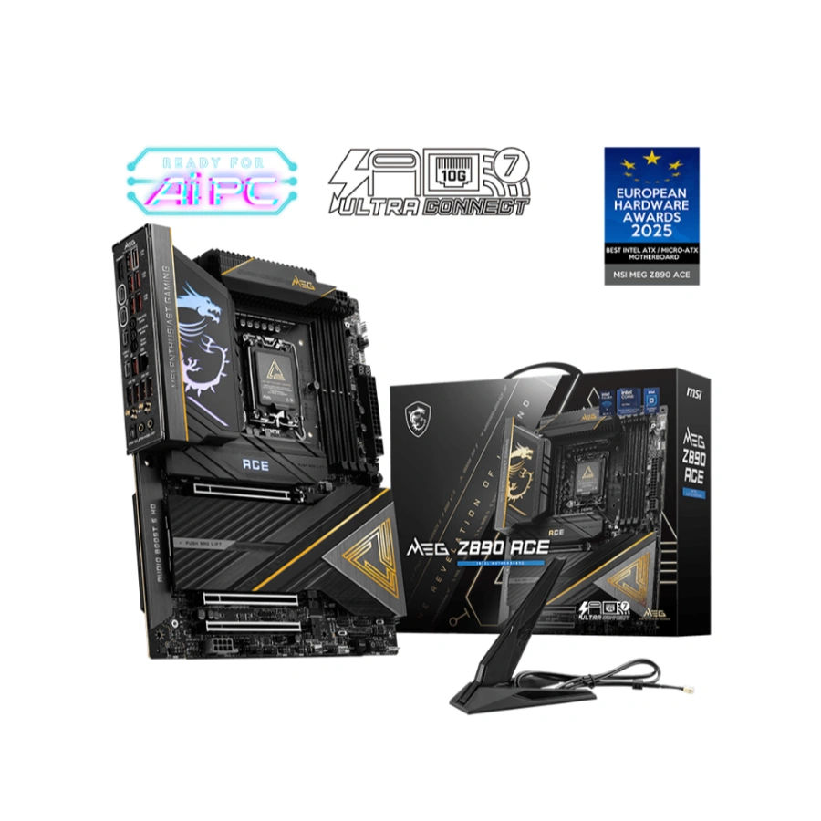 MEG Z890 ACE33 Tarjeta Madre MSI MEG Z890 ACE - Socket 1851, 256GB X4 DDR5 9200Mhz, Hdmi, Dp, M.2 PCIe 5.0, USB 3.2, 2.0, Wi-Fi 7, Bluetooth - ATX - Image 1