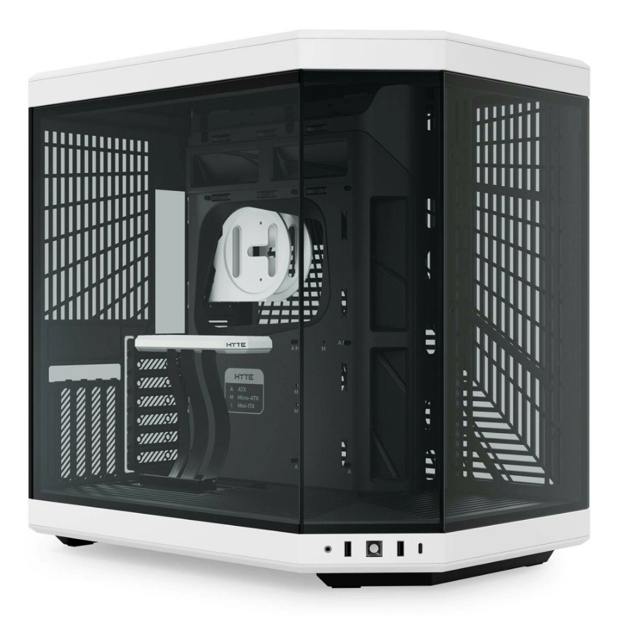 CP-HYTE-CS-HYTE-Y70-BW-0 Gabinete HYTE Y70 Edicion Estandar – ATX Mid Tower, Cristal Templado, Cable Ryser PCIE 4.0 X 16, USB 3.2 - Negro Con Blanco - Image 1