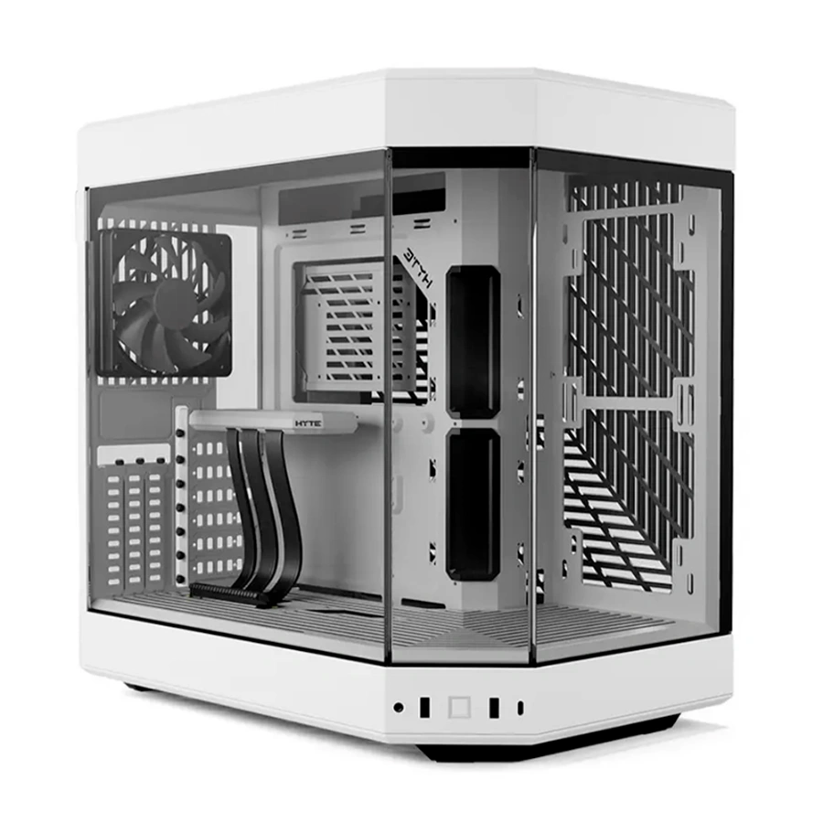 CS-HYTE-Y60-WWb Gabinete HYTE Y60 – ATX Mid Tower, 3 Ventiladores Incluidos, Cristal Templado Panorámico de Doble Cámara, Cable Elevador PCIE 4.0 – Blanco - Image 1