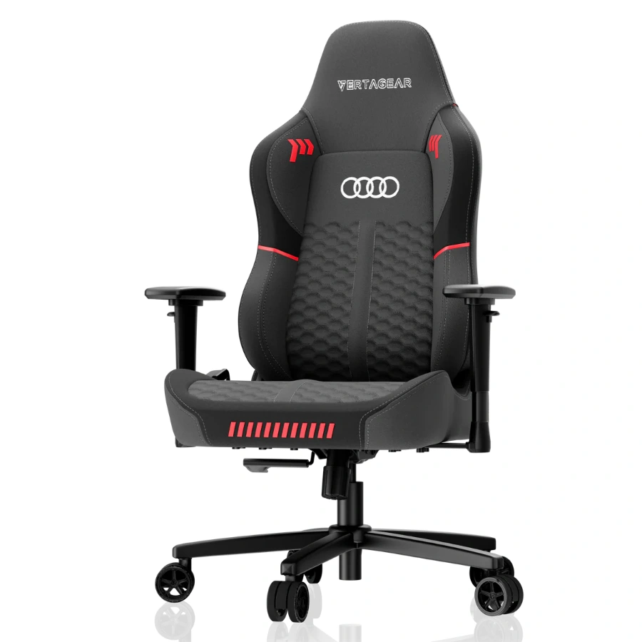 SL3800_Audi_No-BG_Main_1200x Silla Gamer VERTAGEAR Audi SL3800 - Marco de acero, Cuero PUC, Elevador De Gas Clase 4, Brazo 3D, Ergonómico, Blanco y Negro, Hasta 100kg - Image 1