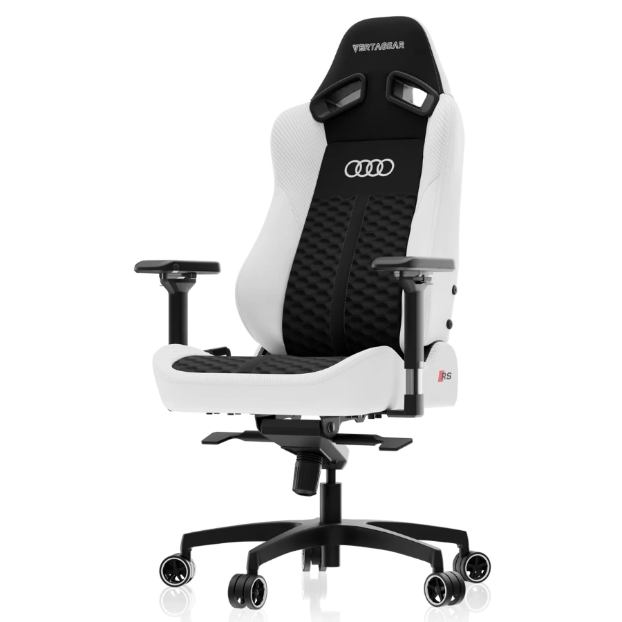 SL5800_Audi_No-BG_Main_1200x Silla Gamer VERTAGEAR Sl5800 Audi Rs - Marco de acero, Cuero PUC, Elevador De Gas Clase 4, Blanco y Negro, Hasta 113kg, (Led,Rgb Upgradable) - Image 1