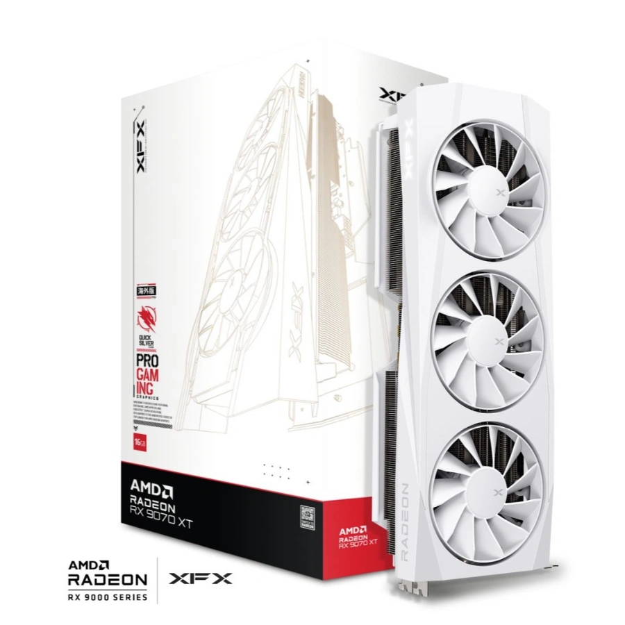 Tarjeta De Video XFX AMD Radeon RX 9070 XT Quicksilver White Gaming Edition - 16GB, 256-bit GDDR6, RDNA 4, PCI Express x16 5.0, DP, HDMI, Boost 2970MHz, 8 Pines *2, Blanco - Image 1