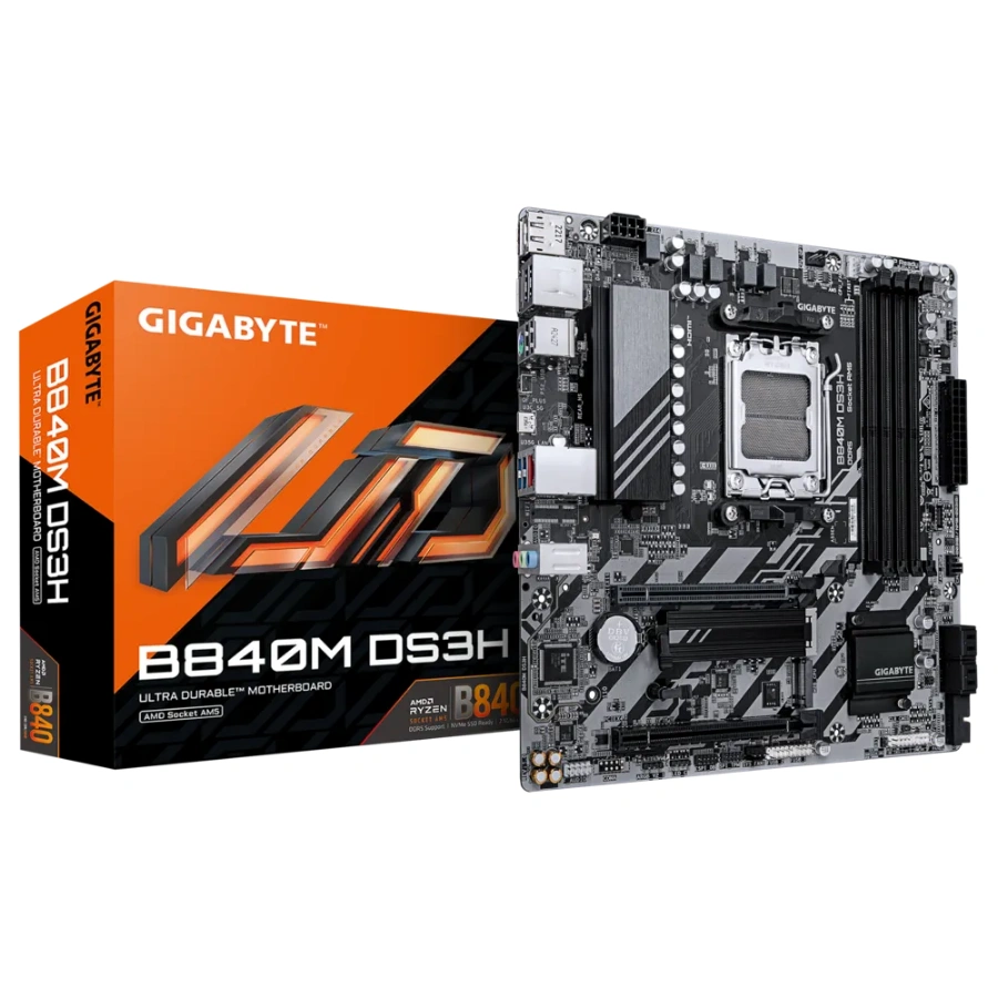 B840M DS3Hdf Tarjeta Madre GIGABYTE B840M DS3H - Socket AM5, 256GB X4 DDR5 8200Mhz OC*, HDMI, DP, USB 3.2/2.0, M.2 Pcie-E 4.0 - MICRO-ATX - Image 1