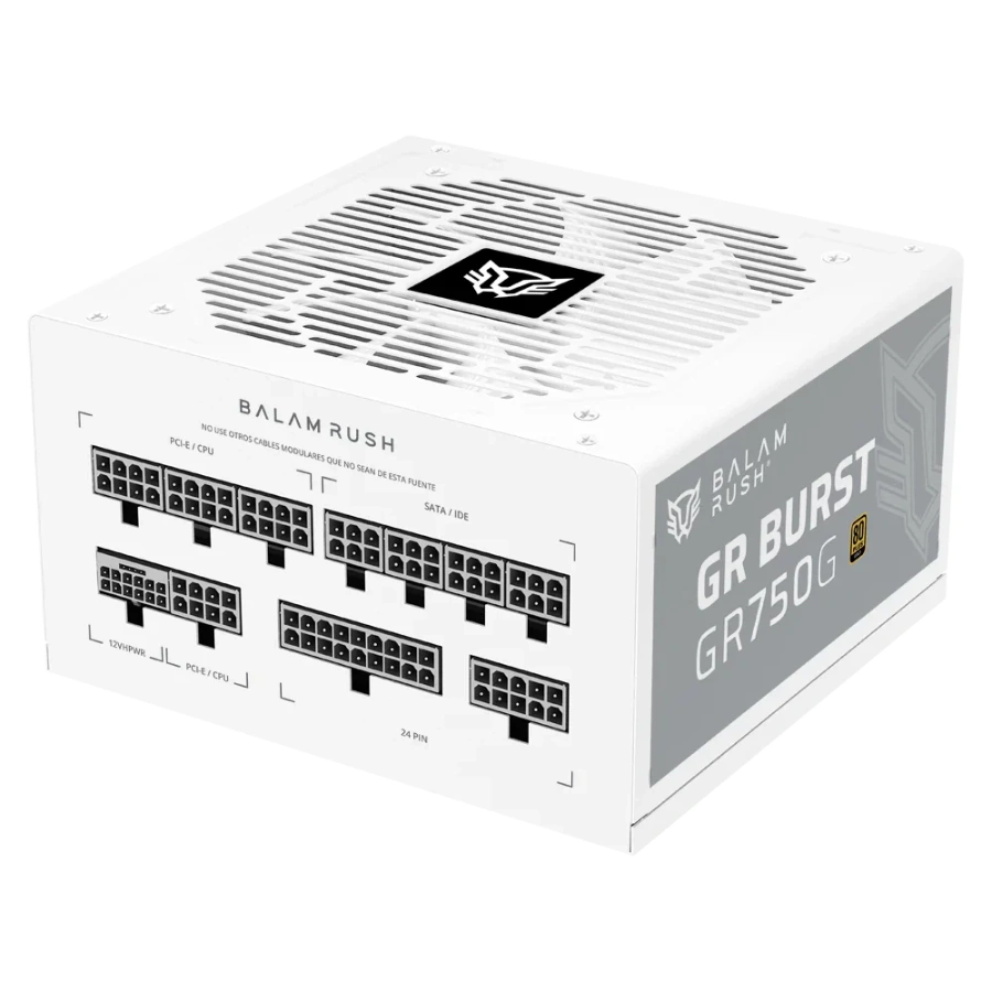 BR-940337_2_1 Fuente De Poder Balam Rush GR Burst GR750G 750W - Full Modular, 80+ GOLD, 24 Pin, PCI-e 6+2 Pin, EPS 4+4 Pin, 120mm, Color Blanco - Image 1