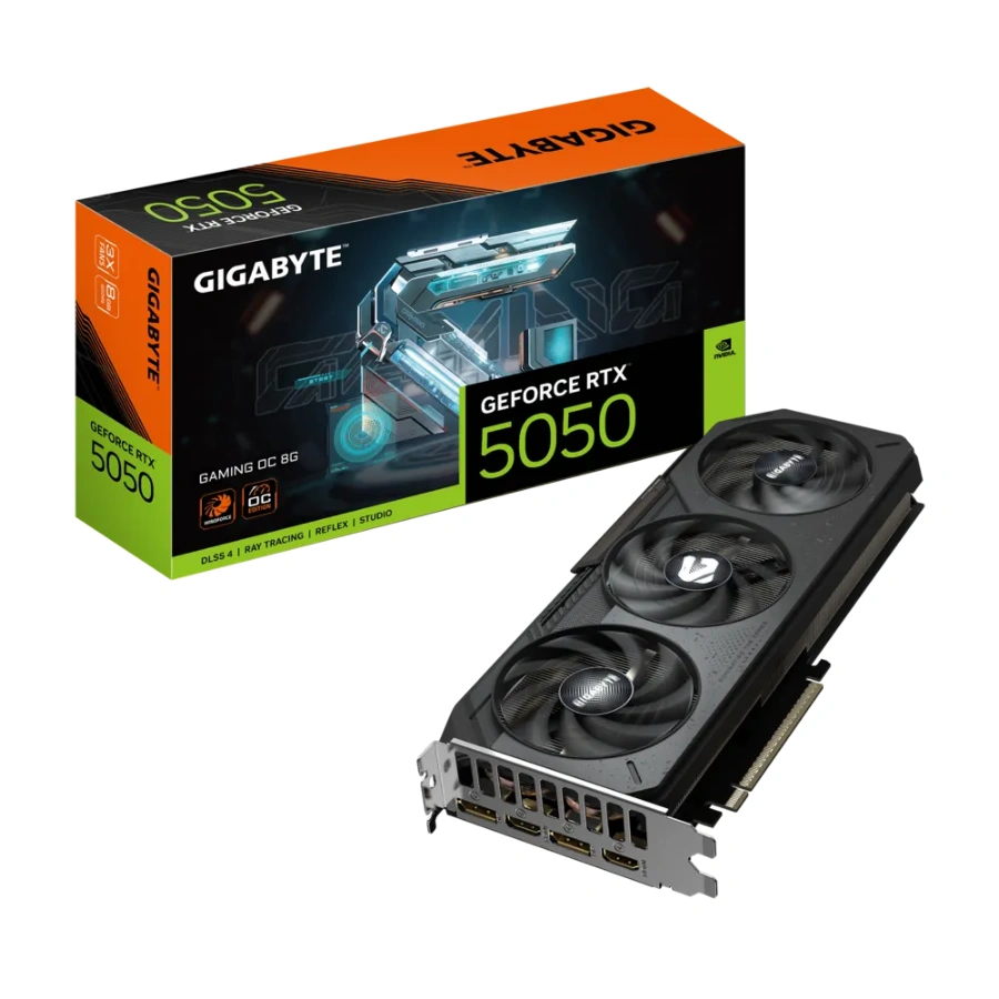 GV-N5050GAMING OC-8GDd Tarjeta De Video GIGABYTE NVIDIA GeForce RTX 5050 GAMING OC 8G - 8GB GDDR6, 128 Bit, 2632 MHz, Núcleos Cuda 2560, PCI-e 5.0, Hdmi, Dp - X1 8 Pin, Negro - Image 1