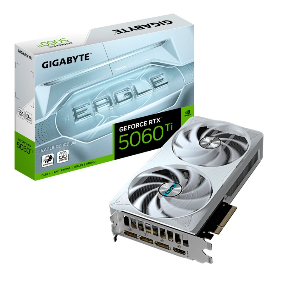GV-N506TEAGLEOC ICE-8GDf Tarjeta De Video GIGABYTE NVIDIA GeForce RTX 5060 Ti EAGLE OC ICE 8G - 8GB GDDR7, 128 Bits, 2617 MHz, Núcleos Cuda 4608, PCI-e 5.0, Hdmi, Dp - X1 8 Pin - Image 1
