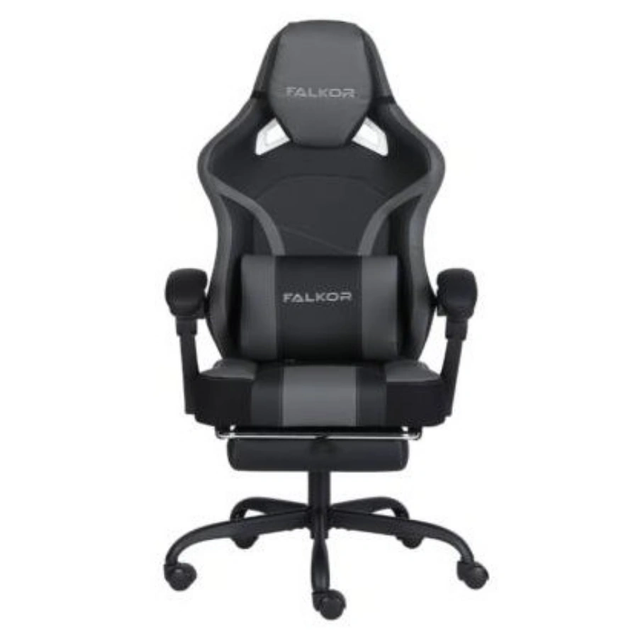 NEXTEP_NE-463G_251004112910 Silla Gamer NEXTEP FALKOR - Reclinable, Masaje Lumbar y Reposa Pies, Hasta 120kg, Negro Con Gris - Image 1