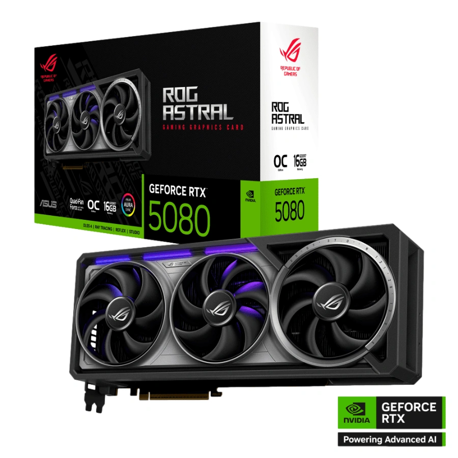 fhghfhdfghfrtcx Tarjeta de Video ASUS NVIDIA GeForce RTX 5080 ROG Astral OC Edition – 16GB, 192-bit GDDR7, PCI-e 5.0, Núcleos CUDA 10752, DP, HDMI, Boost 2790MHz, x1 16 Pines, Negro - Image 1