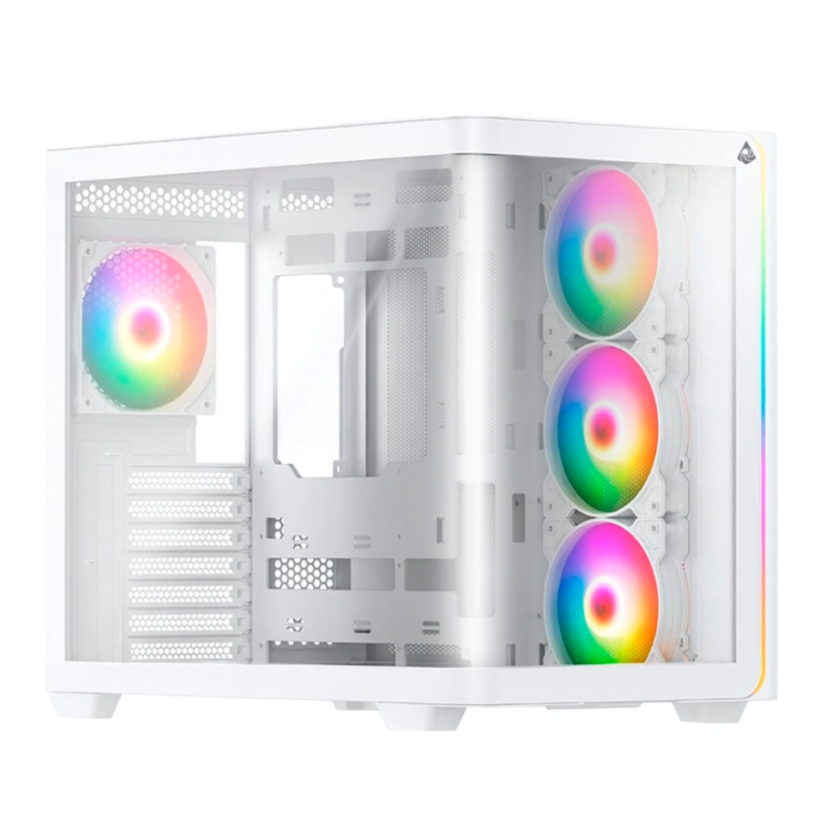 9126fa182c78b54d21875a85a1682cb1 Gabinete MUNFROST Hirow Black - ATX, Cristal Templado, 4 Vent. Incluidos, USB 3.1, Blanco - Image 1