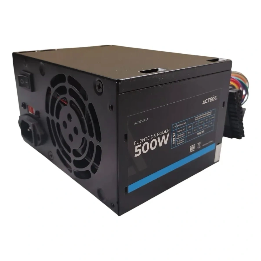 D_NQ_NP_2X_895929-MLM84314048636_052025-F Fuente De Poder ACTECK 500W AC-925235 / 500W / No Modular / 1 X 20 + 4 Pines / Sata / Molex / Negro, Sin caja - Image 1