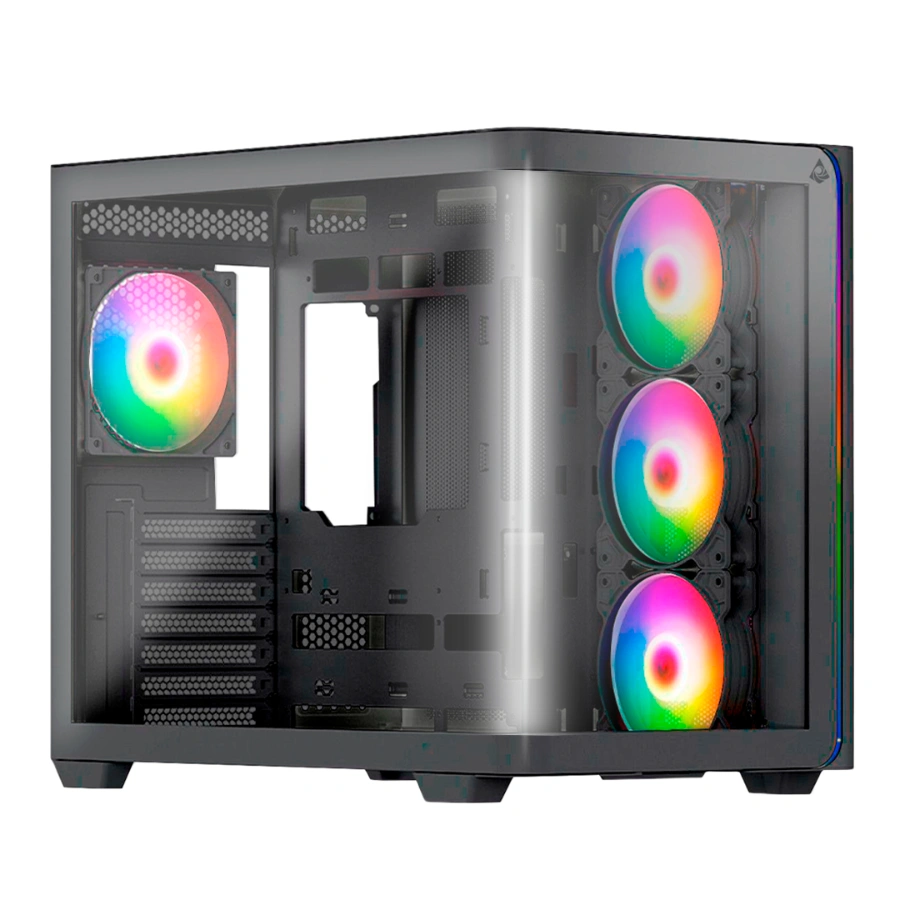 d6764d79a30021f5abb423f261623d26 Gabinete MUNFROST Hirow Black - ATX, Cristal Templado, 4 Vent. Incluidos, USB 3.1, Negro - Image 1