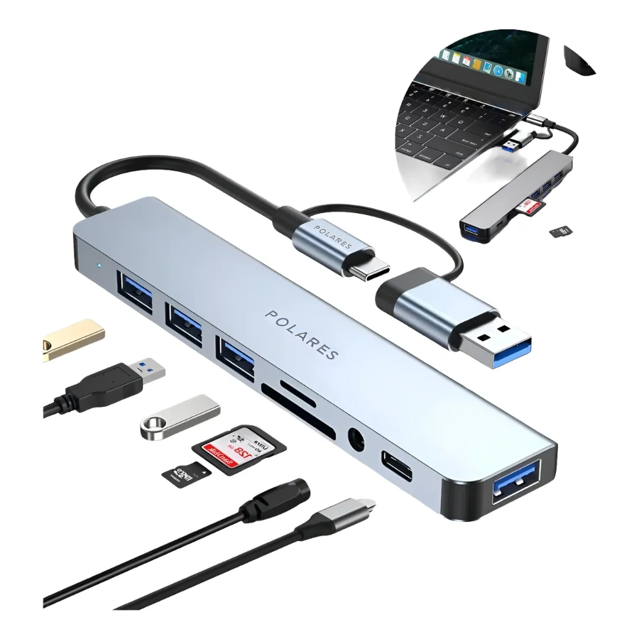 D_NQ_NP_2X_665515-MLB99886396470_122025-F Hub Usb C SUPPORT BC - 8 En 1, Multipuertos, Con Lector TF/SD, Usb 3.0, Audio, USB Tipo C - Image 1