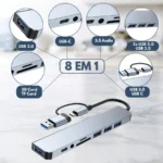 Hub Usb C SUPPORT BC - 8 En 1, Multipuertos, Con Lector TF/SD, Usb 3.0, Audio, USB Tipo C - Image 3