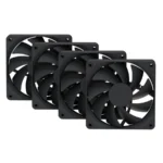 Kit de Ventiladores HYTE Flow FA12 (Pack de 4) - 120mm, PWM 4 Pinos, 72 CFM, 1500 RPM, 28.0 dBA máx. - Negro Intenso