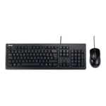 Kit Teclado y Mouse ASUS U2000 - Cableado USB, Tamaño 100%, Seguimiento Óptico, 1000 dpi, Cable 150cm - Color Negro