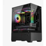 Gabinete Gamer Balam Rush Nitrox Glow Crystal 4700C - Mini Torre, Micro-ATX / Mini ITX, Doble Cristal Templado, 3 Ventiladores ARGB Incluidos, GPU hasta 280mm - Negro
