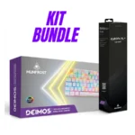BUNDLE Teclado Mecánico Deimos + Mouse Pad EUROPA XL+ - TKL 87 Teclas, ARGB, Switches Gateron Blue, Español - Blanco