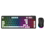 Kit Teclado y Mouse Gamer Squad Conquest PRO KG525 - Inalámbrico Dongle 2.4MHz + Bluetooth 5.0, Membrana 85% RGB, Óptico 7200 DPI RGB, Batería Recargable Litio - Color Negro