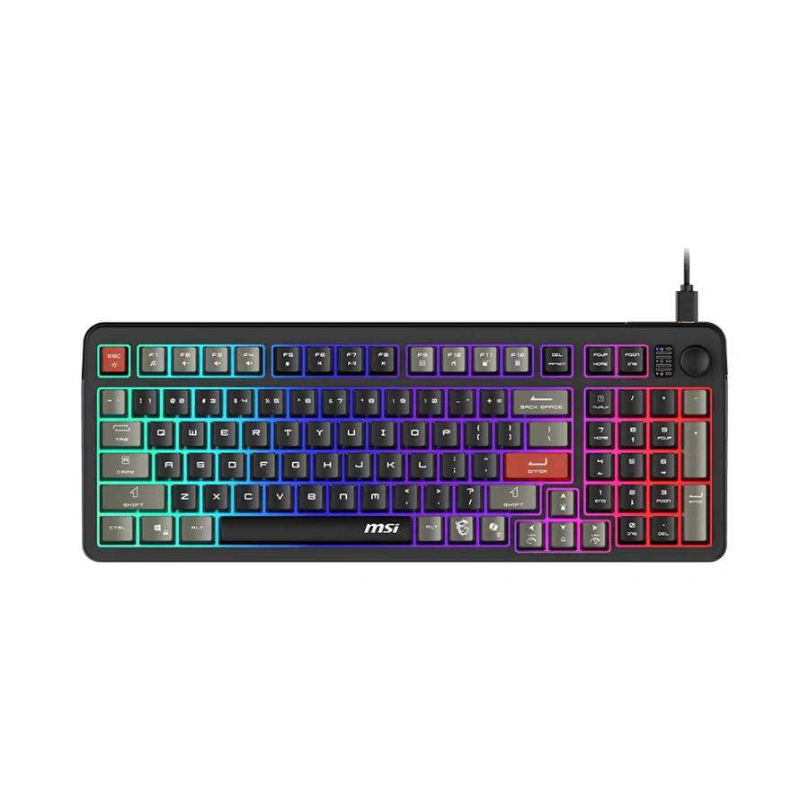 product_175153C Teclado MSI FORGE GK110 - Membrana, USB 2.0, Retroiluminación LED, Anti-Fantasmas 26 Teclas, Cable Desmontable 1.5m USB-A a C - Negro - Image 1