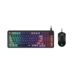 Kit Teclado y Mouse MSI FORGE GK110 COMBO - Membrana Anti-Fantasmas 26 Keys, Sensor Óptico 12800 DPI, RGB 13 Modos, Microinterruptor 20M Clics, Cable 1.5m - Negro