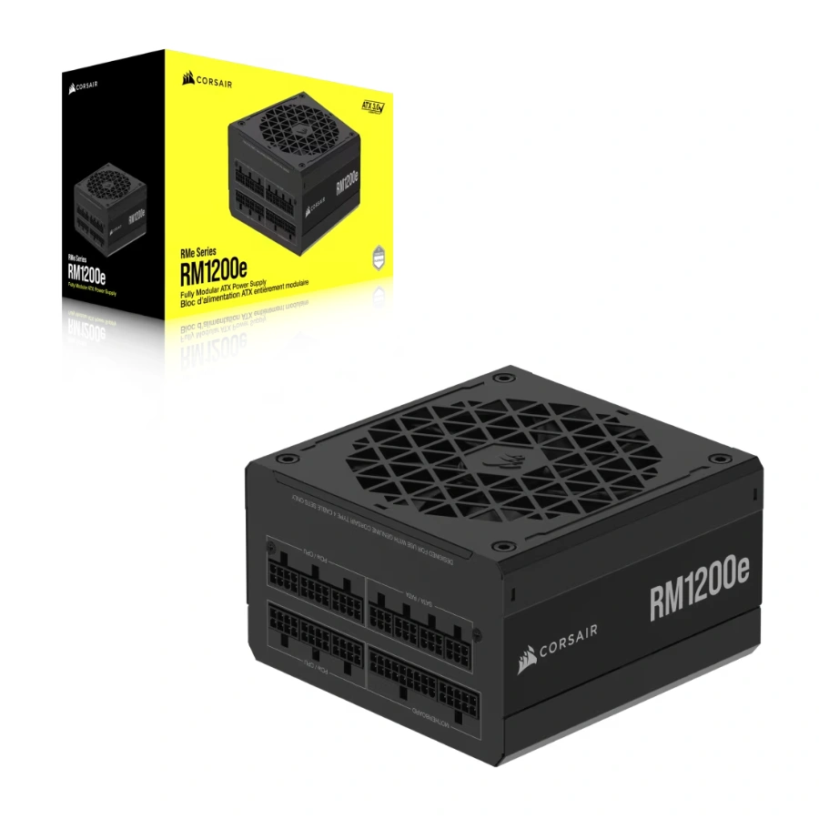 CP-9020258-NA_07 Fuente de Poder Corsair RM1200E Series 1200W - 80 PLUS Gold, Totalmente Modular, Modo Cero RPM, ATX12V 3.0, Estándar ATX - Negro - Image 1