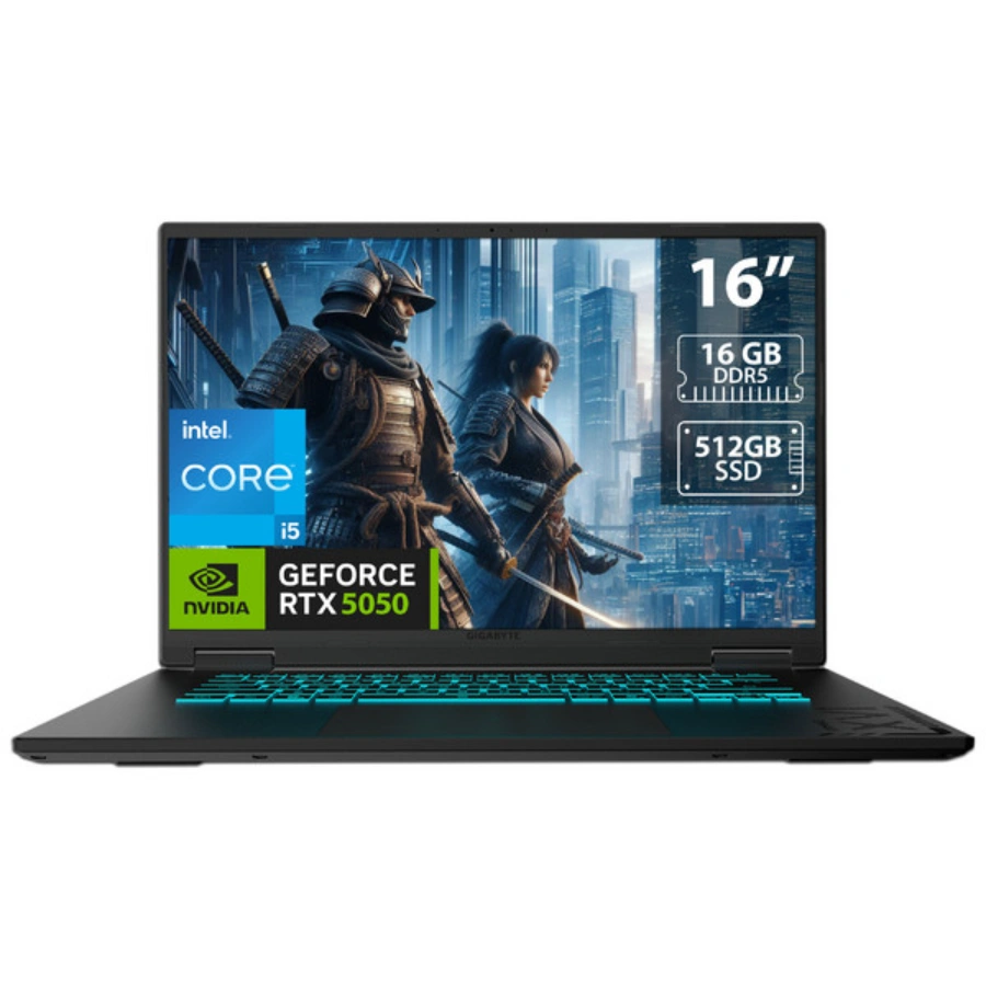 CP-GIGABYTE-GAMING-A16-CTHH3LA893MH-9d039d Laptop GIGABYTE GAMING A16 CTH - Intel Core i5-13420H, RTX 5050 8GB GDDR7, 16GB DDR5 5200MHz, 512GB PCIe NVMe SSD, Pantalla WUXGA 165Hz - Image 1